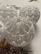 Bombki choinkowe 6 sztuk średnica 8cm Ręcznie robione na szydełku 