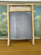 Stara tarabo-washboard / pralnica ręczna – drewno + blacha falista