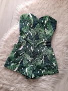 H&M piękny kombinezon zielone liście XS 34