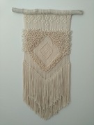 MAKRAMA - ozdoba wisząca na ścianę; kolor beż/ecru