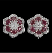 Rubin Diament kolczyki srebro