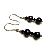 Fiolekart - Kolczyki, biżuteria artystyczna - Perły czarne / Swarovski 