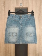 340. Niebieska jeansowa mini spódnica rozmiar M