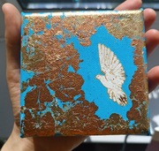 Obraz 10x10 cm Duch Święty, ptak, złoty, złoto, religijny