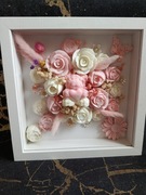 Ramka z kompozycją z kwiatów sojowych,wieczne kwiaty, prezent 