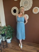 Sukienka błękitna Plisowana 