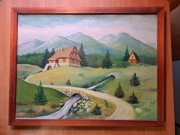 Obraz w ramce (akryl) pejzaż landschaft 1973 r.
