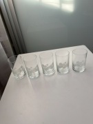 5 szklaneczek literatki z białą kalkomanią PRL