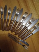 Angielski KOMPLET SZTUĆCÓW z rączką a'la drewno