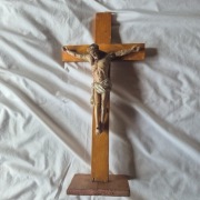 Duży stary Krzyż Pan Jezus z wosku pszczelego