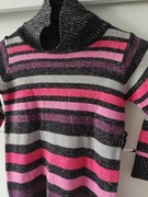 Cherokee błyszczący sweter tunika z golfem w paski 98