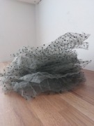 tiul szary woalka kropki fascynator diy groszki