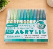 Markery akrylowe 12 szt. zielono-niebieskie odcienie