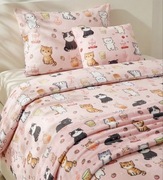 Pościel dziecięca różowa w kotki 160x200 Bawełna walentynki