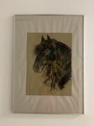 Koń fryzyjski, praca wykonana węglem