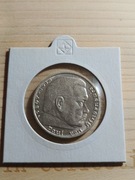 Moneta 5 Marek z 1936 z wizerunkiem Paula von Hindenburga srebro 0/900