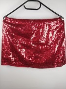 Czerwona spódnica cekinowa mini elastyczna imprezowa błyszcząca L