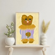 Plakat misia w piżamie, Grafika na ścianę, Dekoracja ścienna A4