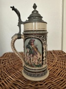 Stary niemiecki ceramiczny kufel ozdobny 