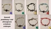 Bransoletka ze sznurka z dodatkami stal srebrna