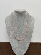 Chinka Kwarc Różowy Stary Chiński Naszyjnik Srebro