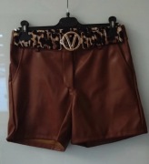 Stylowe skórzane spodenki  brązowe 