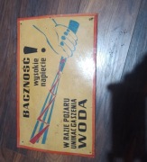 Tablica PRL budowlana Uwaga wysokie napięcie