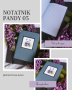 Ręcznie szyty notatnik w linie Pandy 05