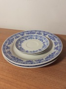 Stare talerze porcelanowe vintage kobaltowe malowanie zestaw 4szt