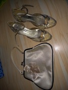 Komplet- buty 36 +torebka w kolorze złotym i ecru
