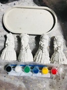 Zestaw gipsowych figurek "LALECZKI" do pomalowania + farby