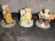 Trzy figurki misie KONGLOMERAT vintage