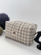 Quilted Essential Boxy Pouch - Checkered (Shades of Gray)