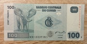 Demokratyczna Republika Konga (Zair) 100 Francs 2007 P-98a UNC 