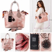 Dudlin Włoska Torebka Damska A4 Różowa Shopper Bag Nowa Z Metką
