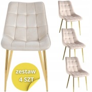 4 Krzesła Tapicerowane J262 Beżowe Złota Noga Furnitex Nowe !2+2 Gratis