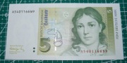 Niemiecka Republika Federalna 5 marek DM 1991 P.37a Seria A Niemcy -UNC