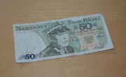 Banknot z PRL 50 zł z 1988 Świerczewski seria KF