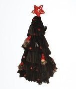 Mała choinka czarna,koronka,ozdoby nowa