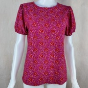 Bluzka Next SP fioletowa w kwiaty rękaw bufka UK 10 EU 38