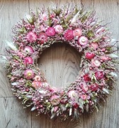 Wianek wiosenny różowy 39cm boho naturalny prezent Dzień Matki