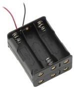 Koszyk zasobnik na baterie 6x R6 (AA) 1,5V poł. szeregowe z przewodami.