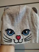 Czapka wiosenna, urocza z kotkiem