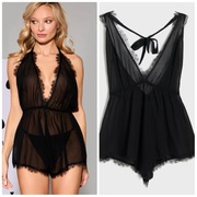 Czarne koronkowe body bielizna walentynki XL