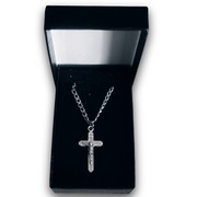 Naszyjnik stal chirurgiczna – splot pancerka z krzyżykiem, srebrny kolor