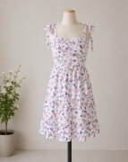 Biała sukienka w kwiatki 36/S pin-up girl sukienka na lato Y2K