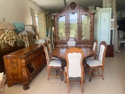 Włoska jadalnia intarsjowana kredens komoda stół + 6 krzeseł