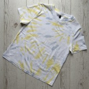 Biały bawełniany t-shirt w batikowy wzór damska koszulka h&m divided XS