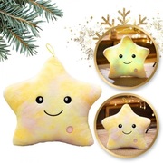 Poduszka w kształcie Gwiazdki Żółta Ombre LED, piękna welurowa 40x35 cm