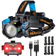 XILUO latarka czołowa LED 160000 lux, 11 trybów, czujnik, wodoodporna